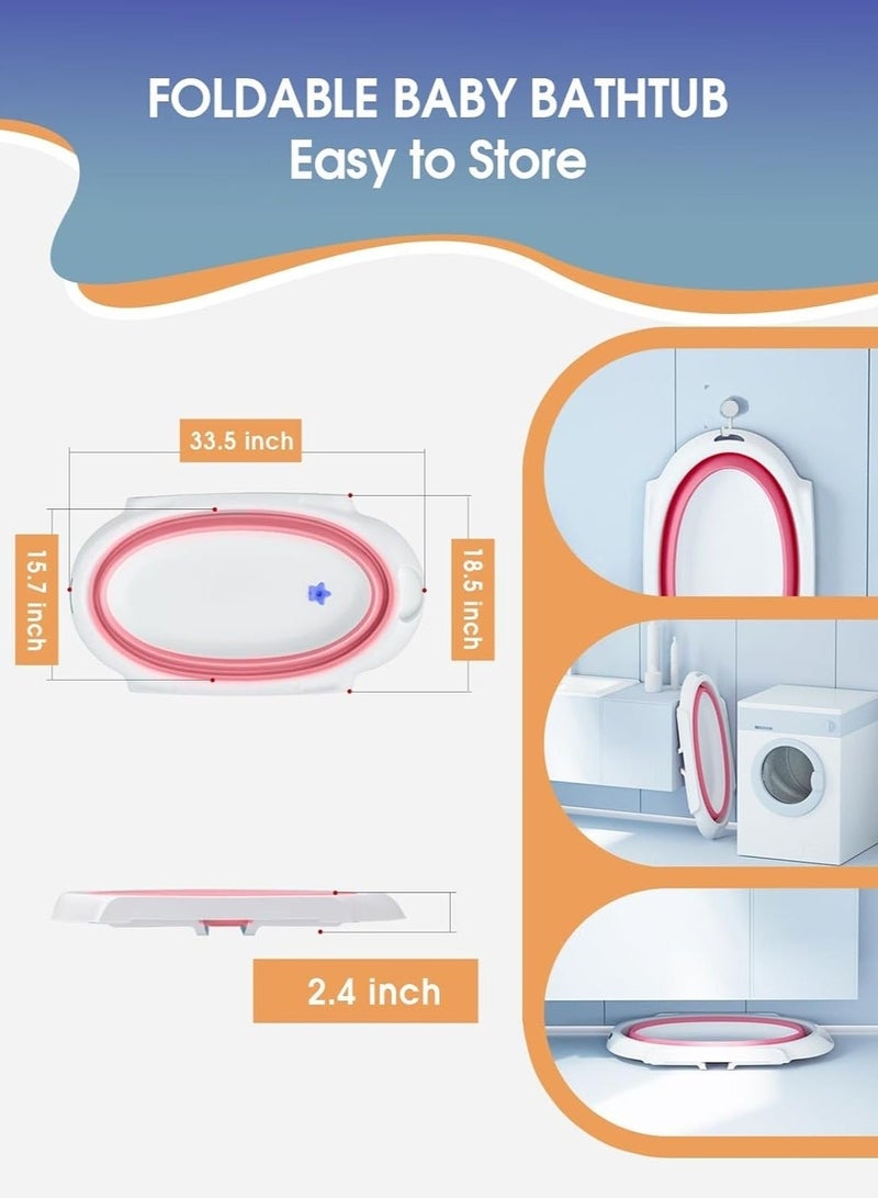 والالا حوض استحمام مرتفع قابل للطي قابل للطي حوض استحمام للأطفال الرضع مع رف تخزين رف ومجموعة أنبوب غسيل للأطفال حديثي الولادة من 0 إلى 6 سنوات - Image 5