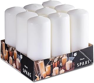 Tribello SPAAS White Pillar Candles - 9 Pack | 6 Inch Large White Dripless Pillar Candles | Long Burning Unscented - Image 1
