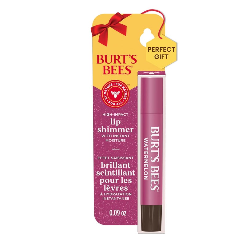 Burt's Bees Burts Bees Shimmer Lip Tint Tinted Lip Balm Stick Moisturizing for All Day Hydration with Natural Glowy Pigmented Finish  Buildable Color Watermelon 1 Tube 009 oz