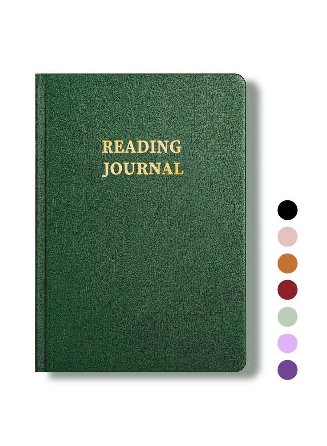 TSFPapier Reading Journal Book Lovers Gifts Hardcover Leather Readers Log Track Reading with 65 Book Reviews, 5.8”x8.3”, DarkGreen - Image 1