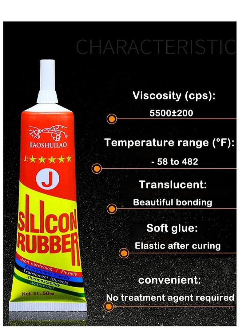 Captaintech Silicone Adhesives Clear Super Glue Sealant Transparent Waterproof Heat Resisting, Can be Used to Connect Electronic Components for Rubber Liquid TPU TPR TPE, 1.7 Fl Oz, 50ml - Image 5