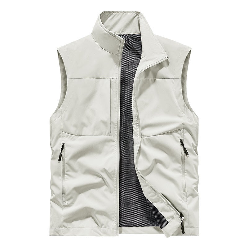 Large Size Thin Men'S Casual Simple Multi-Pocket Vest Outdoor Sports Sleeveless Vest Breathable Vest - Image 2