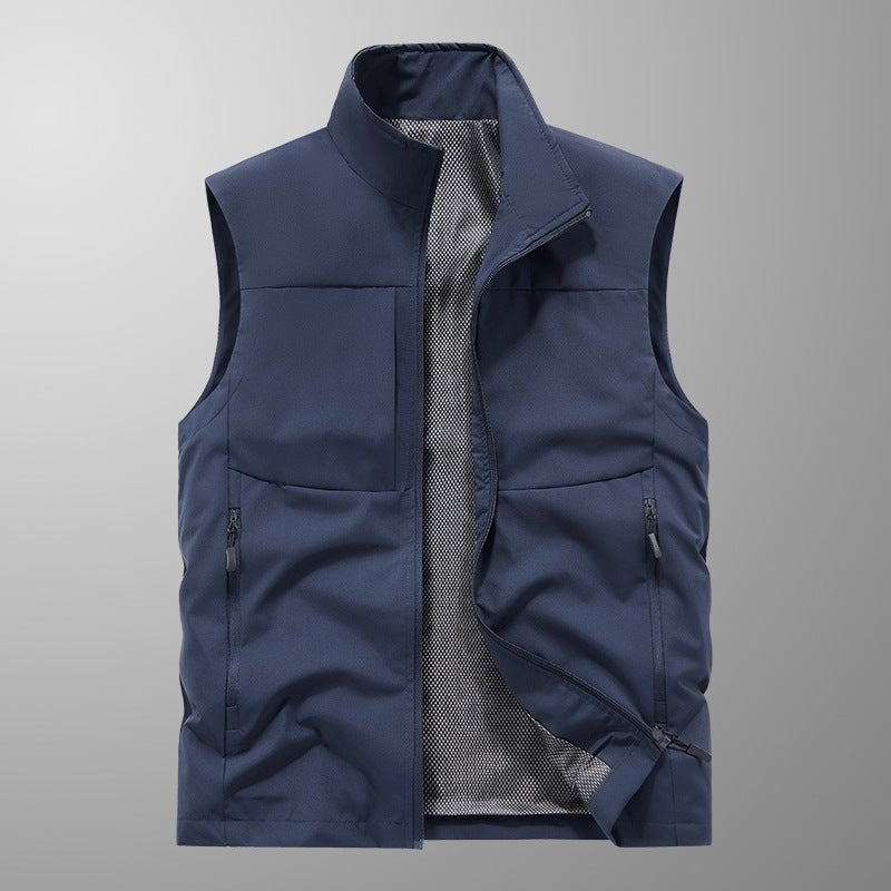 Large Size Thin Men'S Casual Simple Multi-Pocket Vest Outdoor Sports Sleeveless Vest Breathable Vest - Image 1