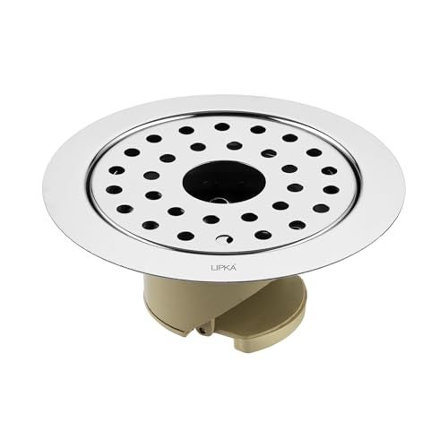 Lipka Stainless Steel Round Floor Drainer with Hole | Floor Drainer for Bathroom 5 Inches with Hole|PVC Anti Cockroach with Hole | Bathroom Floor Trap Jali | Bathroom Drain Jali with Hole - Image 1