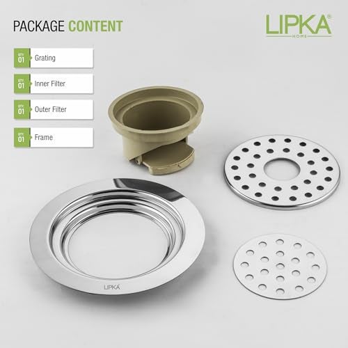 Lipka Stainless Steel Round Floor Drainer with Hole | Floor Drainer for Bathroom 5 Inches with Hole|PVC Anti Cockroach with Hole | Bathroom Floor Trap Jali | Bathroom Drain Jali with Hole - Image 5