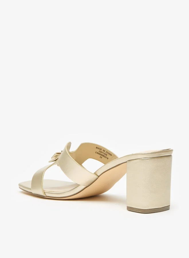 Flora Bella By Shoexpress Women Bow Accent Slip-On Sandals with Block Heels