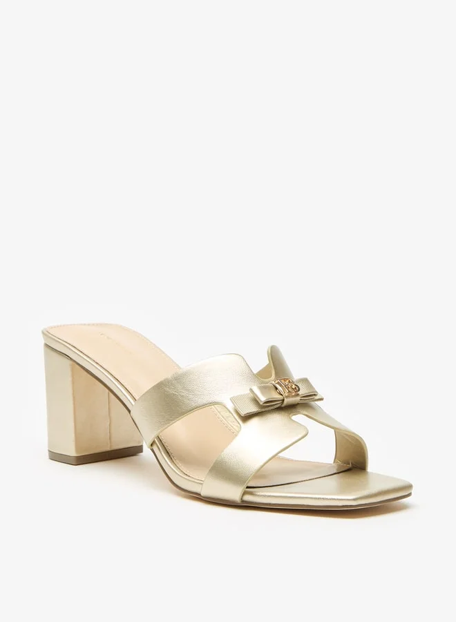 Flora Bella By Shoexpress Women Bow Accent Slip-On Sandals with Block Heels