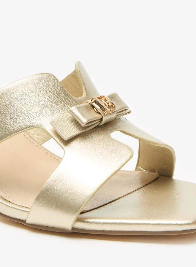 Flora Bella By Shoexpress Women Bow Accent Slip-On Sandals with Block Heels