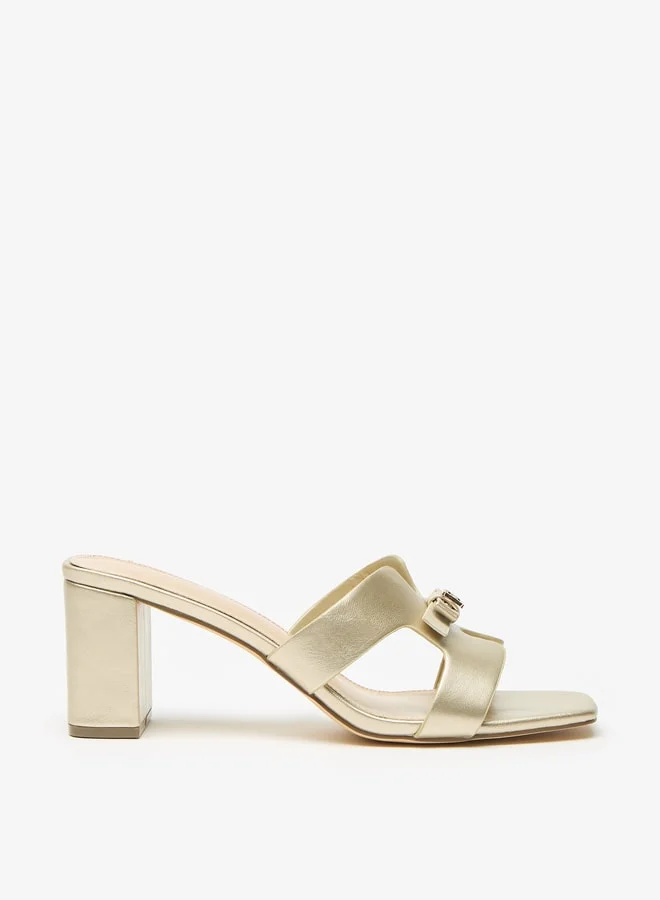 Flora Bella By Shoexpress Women Bow Accent Slip-On Sandals with Block Heels