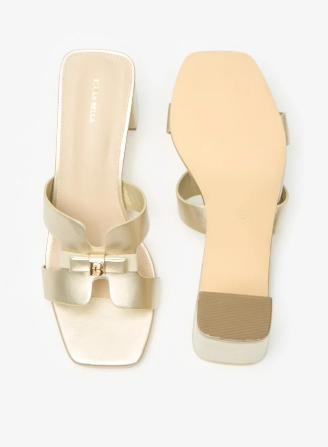 Flora Bella By Shoexpress Women Bow Accent Slip-On Sandals with Block Heels