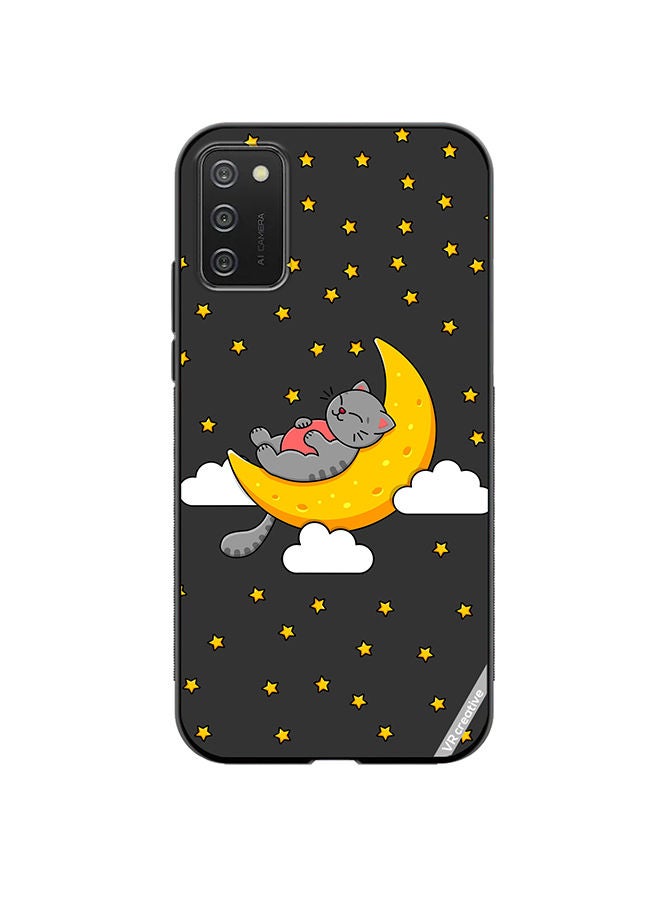 VR CREATIVE Protective Case Cover For Samsung Galaxy A03s The Gray Cat Sleeps On The Moon Sky Stars Design Multicolour - Image 1