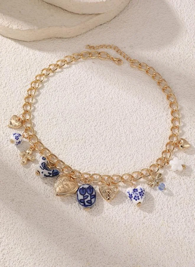 Take Two Charm Chain Necklace with Ceramic Accents