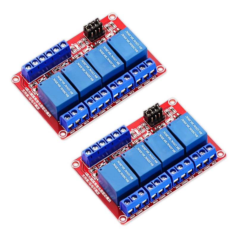 DaFuRui Store 4 Channel 5V Relay Module 2Pack 5V Relay Board with Optocoupler Support High/Low Level Trigger for Arduino Relays - Image 1