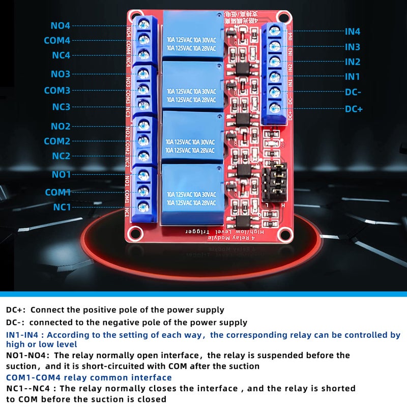 DaFuRui Store 4 Channel 5V Relay Module 2Pack 5V Relay Board with Optocoupler Support High/Low Level Trigger for Arduino Relays - Image 3