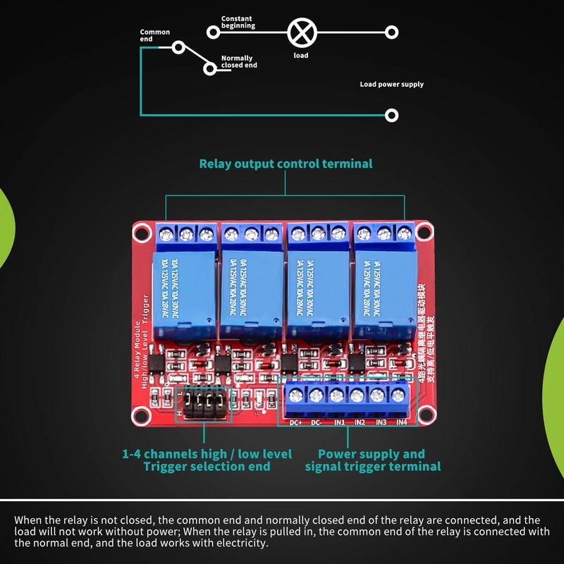 DaFuRui Store 4 Channel 5V Relay Module 2Pack 5V Relay Board with Optocoupler Support High/Low Level Trigger for Arduino Relays - Image 4