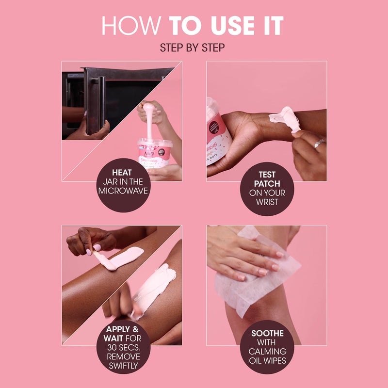 Nad's Waxing Dots - Strawberries & Cream Hard Wax Beads - Microwaveable No-Strip Formula For Women - Image 4