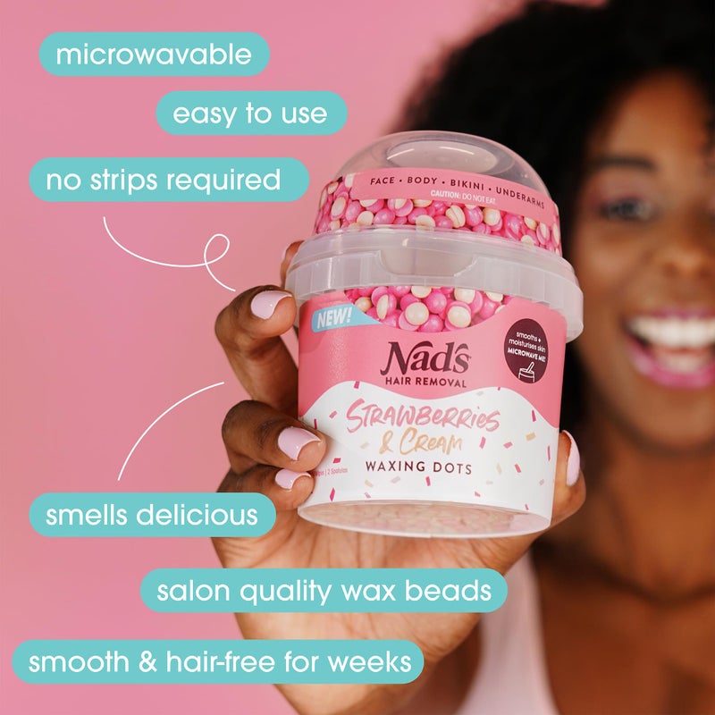 Nad's Waxing Dots - Strawberries & Cream Hard Wax Beads - Microwaveable No-Strip Formula For Women - Image 3