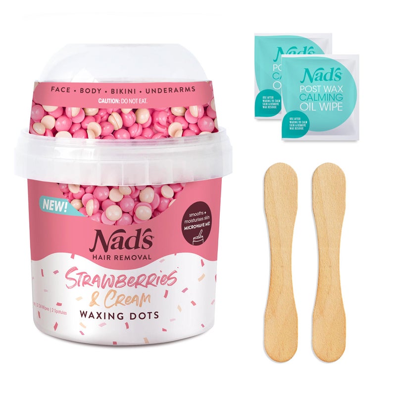 Nad's Waxing Dots - Strawberries & Cream Hard Wax Beads - Microwaveable No-Strip Formula For Women - Image 1