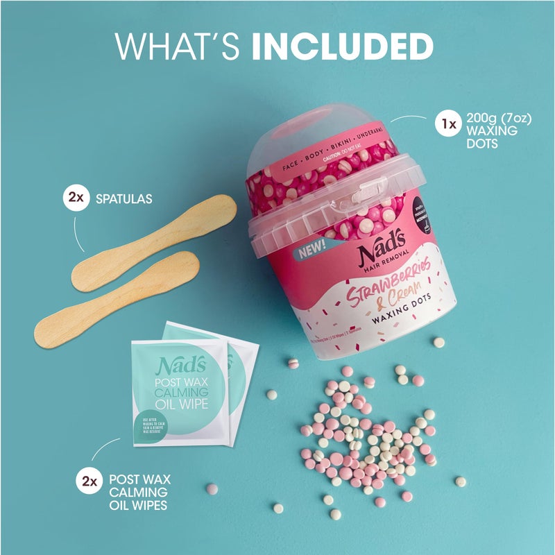 Nad's Waxing Dots - Strawberries & Cream Hard Wax Beads - Microwaveable No-Strip Formula For Women - Image 2