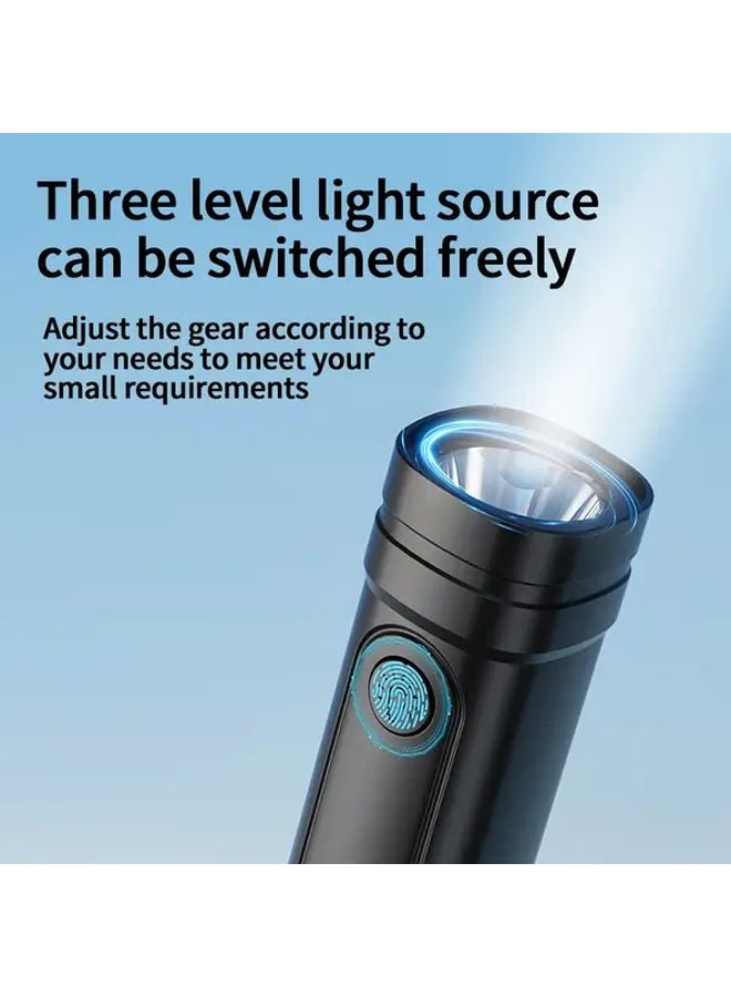 Black Handheld Flashlight Long Range Type C Charging 1200mAh Battery Multi Level Brightness - Image 3