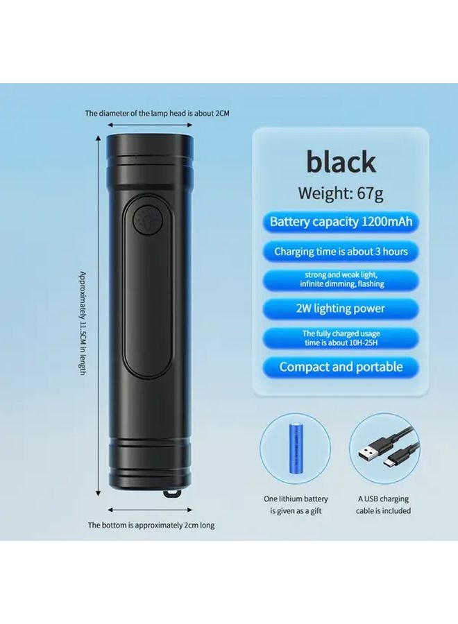 Black Handheld Flashlight Long Range Type C Charging 1200mAh Battery Multi Level Brightness - Image 1
