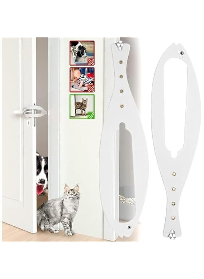 HOOKOR Cat Door Latch, 2 Pcs Flex Latch Cat Door Holder, Cat Door Stopper to Keep Dog Out of Litter Boxes and Food, 5 Adjustable Size Strap 2.5-6 Wide, No Measuring, Easy to Install, White (Fish)  - Image 1