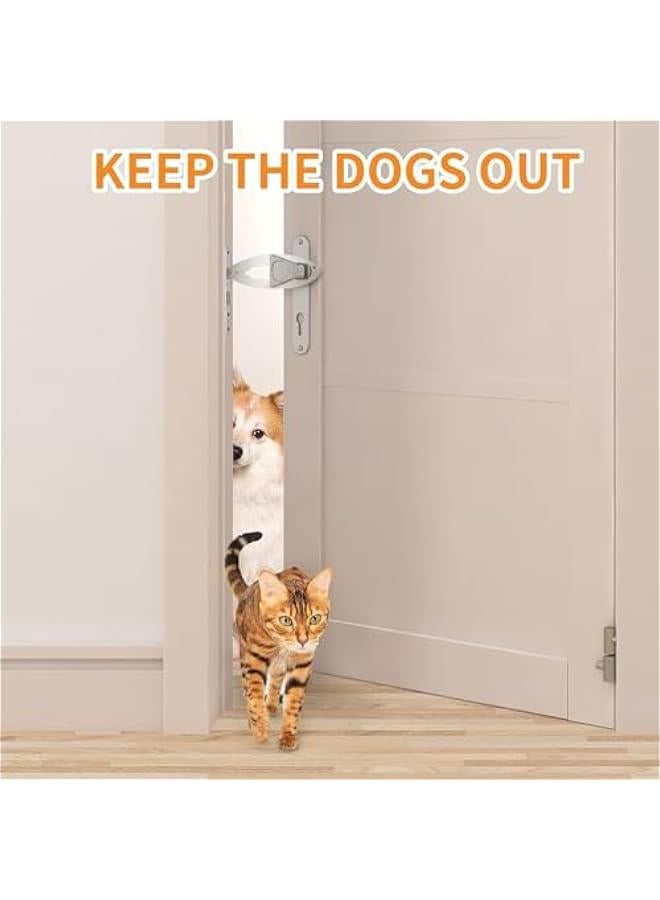 HOOKOR Cat Door Latch, 2 Pcs Flex Latch Cat Door Holder, Cat Door Stopper to Keep Dog Out of Litter Boxes and Food, 5 Adjustable Size Strap 2.5-6 Wide, No Measuring, Easy to Install, White (Fish)  - Image 2