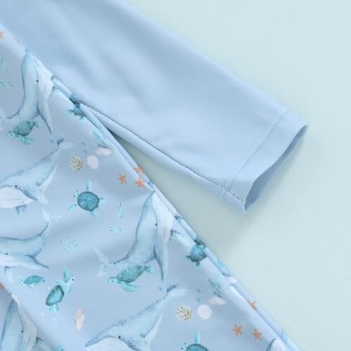 Socutebabe Toddler Infant Baby Boys Girl Swimsuit Kids Rash Guard One Piece Newborn Zipper Bathing Suit Swimwear with Hat (ww-Blue,12-24 Months) - Image 4