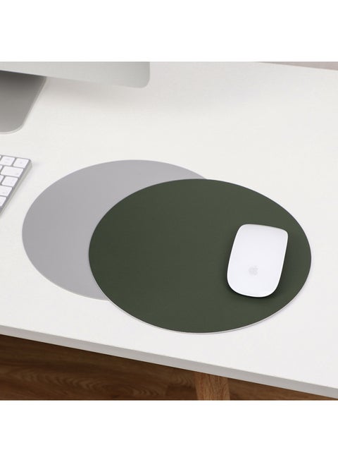 Round Mouse Pad Small Size Single-double-sided Solid Color Computer Office Game Girls' Table Mat Non-slip Mouse Pad Formulation-Color:φ20CM-Pattern:Double-sided-dark Green + Light Gray