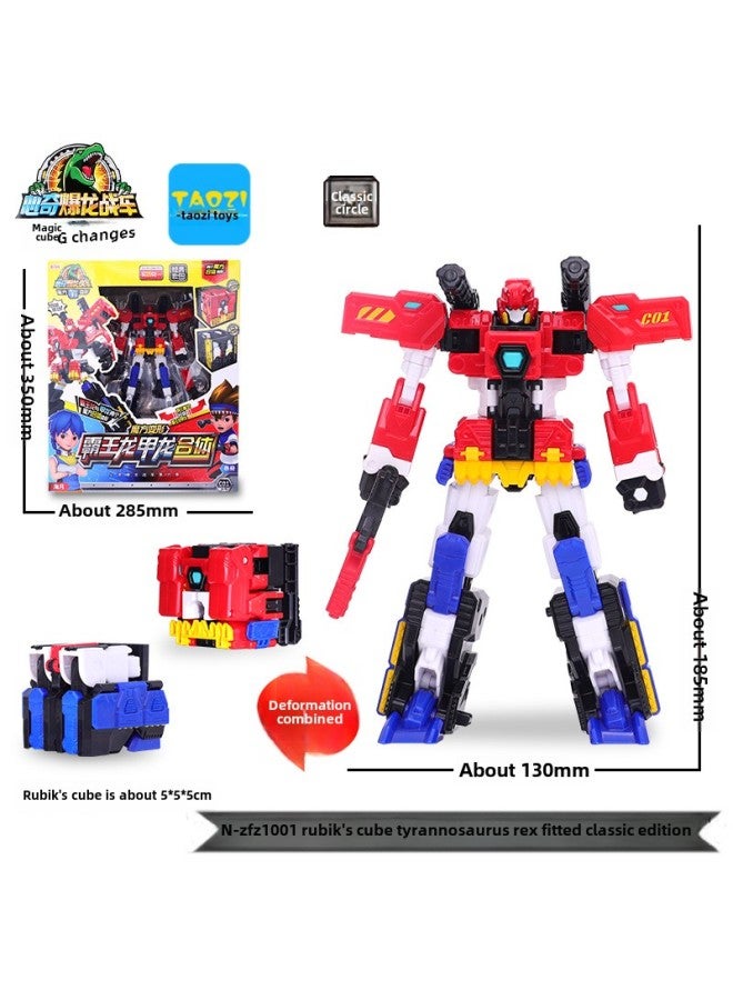 Xinqi Explosion Dragon Chariot Rubik's Cube 6 Tyrannosaurus Robot-shaped Deformation Mech Novel Tyrannosaurus Imitation Boy Toy-Color:Rubik's Cube Tyrannosaurus Classic N-ZFX1001 - Image 2