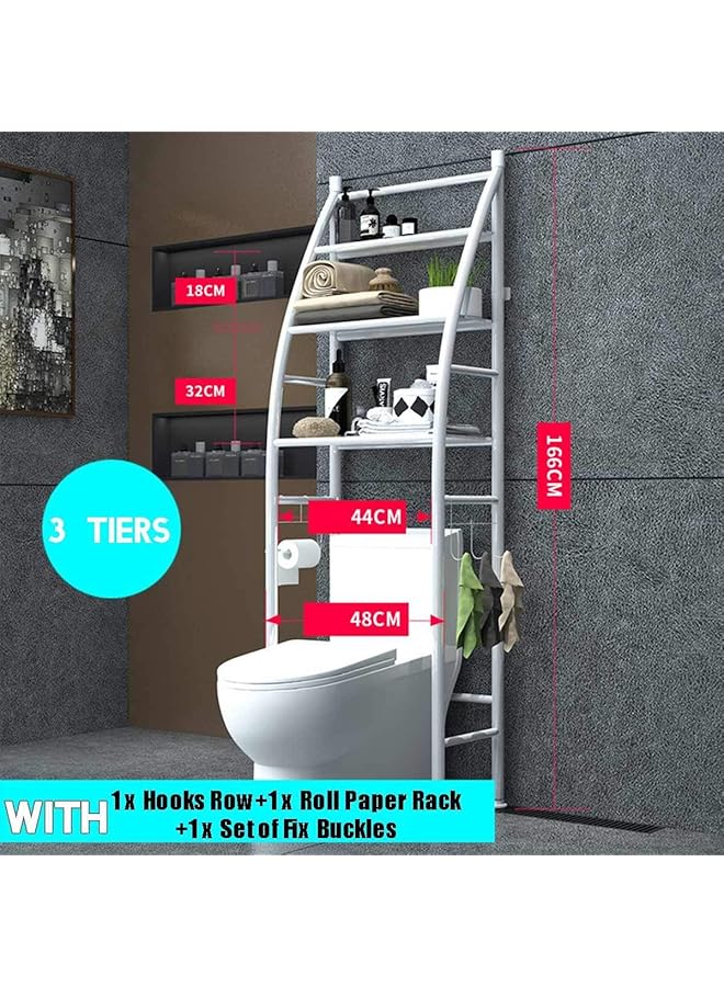 erorex Metal Toilet Cabinet Shelving Kitchen Bathroom Space Saver Shelf Organizer Holder New Generic White - Image 5