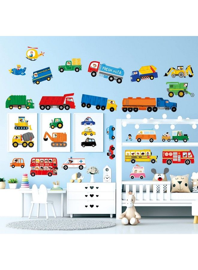 Decowall Dsl8064 Transport And Vehicles Wall Stickers Decals For Kids Toddler Bedroom Décor Car Boys Truck Construction Room Peel And Stick Excavator Fire Truck Nursery Living Baby - Image 2