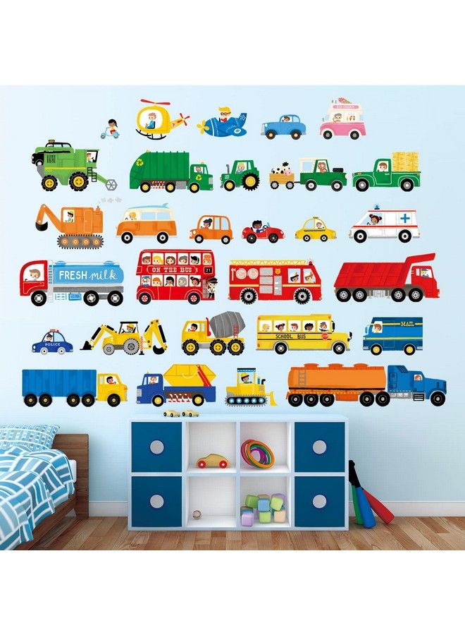 Decowall Dsl8064 Transport And Vehicles Wall Stickers Decals For Kids Toddler Bedroom Décor Car Boys Truck Construction Room Peel And Stick Excavator Fire Truck Nursery Living Baby - Image 3