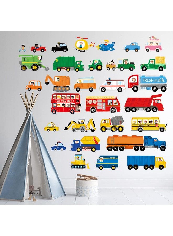 Decowall Dsl8064 Transport And Vehicles Wall Stickers Decals For Kids Toddler Bedroom Décor Car Boys Truck Construction Room Peel And Stick Excavator Fire Truck Nursery Living Baby - Image 4
