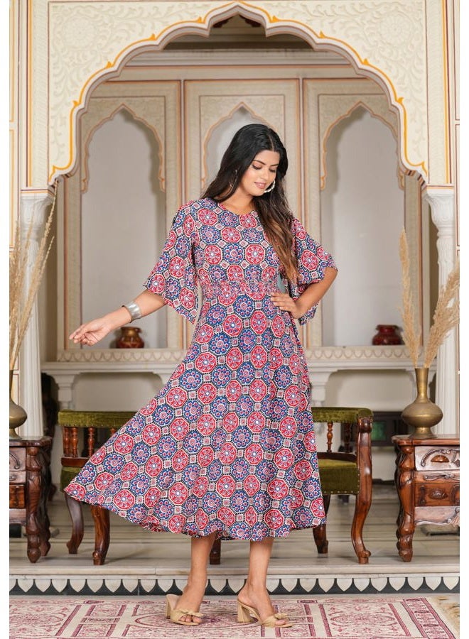 YASH GALLERY Women's Multi Floral Printed Smoking Anarkali Dress for Women (Multi, M) - Image 3