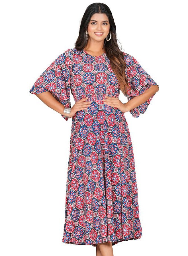 YASH GALLERY Women's Multi Floral Printed Smoking Anarkali Dress for Women (Multi, M) - Image 1