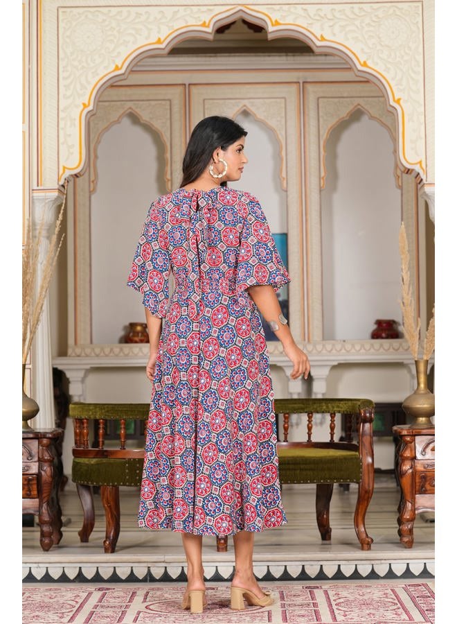 YASH GALLERY Women's Multi Floral Printed Smoking Anarkali Dress for Women (Multi, M) - Image 4