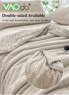 VAOdo Home Waffle Cooling Quilt Cool Touch Fabric Absorbs Body Heat Double Sided Lightweight Cooling Blanket for Hot Sleepers Summer Breathable Bedding Quilt for Night Sweating  - Image 4
