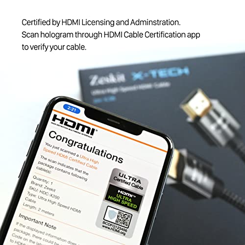 Zeskit X-Tech 48Gbps Ultra High Speed HDMI Cable 3ft, 8K60 4K120 144Hz eARC HDR HDCP 2.2 2.3 Compatible with Dolby Vision Apple TV 4K Roku Sony LG Samsung Xbox Series X RTX 3080 PS4 PS5 - Image 2