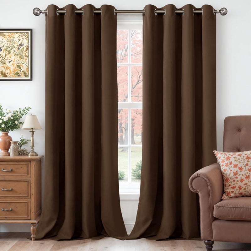 YoungsTex Dark Brown Velvet Curtains 84 Inch Length 2 Panels Set for Living Room, Chocolate Blackout Drapes Thermal Insulated with Grommet Privacy for Dining Bedroom, 2 Panels, 52 X 84 Inch - Image 1