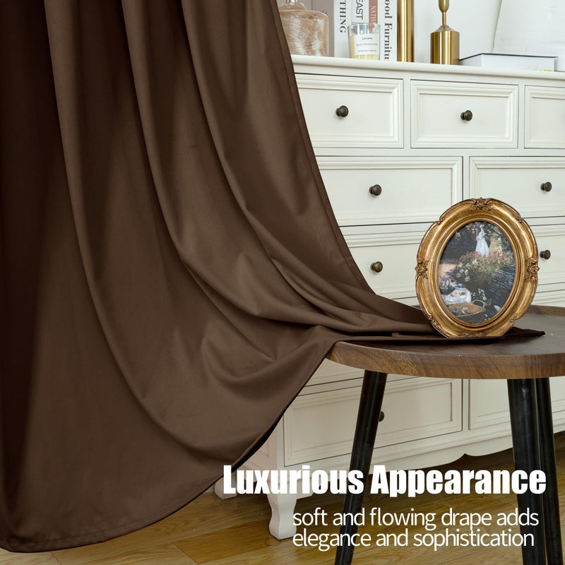 YoungsTex Dark Brown Velvet Curtains 84 Inch Length 2 Panels Set for Living Room, Chocolate Blackout Drapes Thermal Insulated with Grommet Privacy for Dining Bedroom, 2 Panels, 52 X 84 Inch - Image 4
