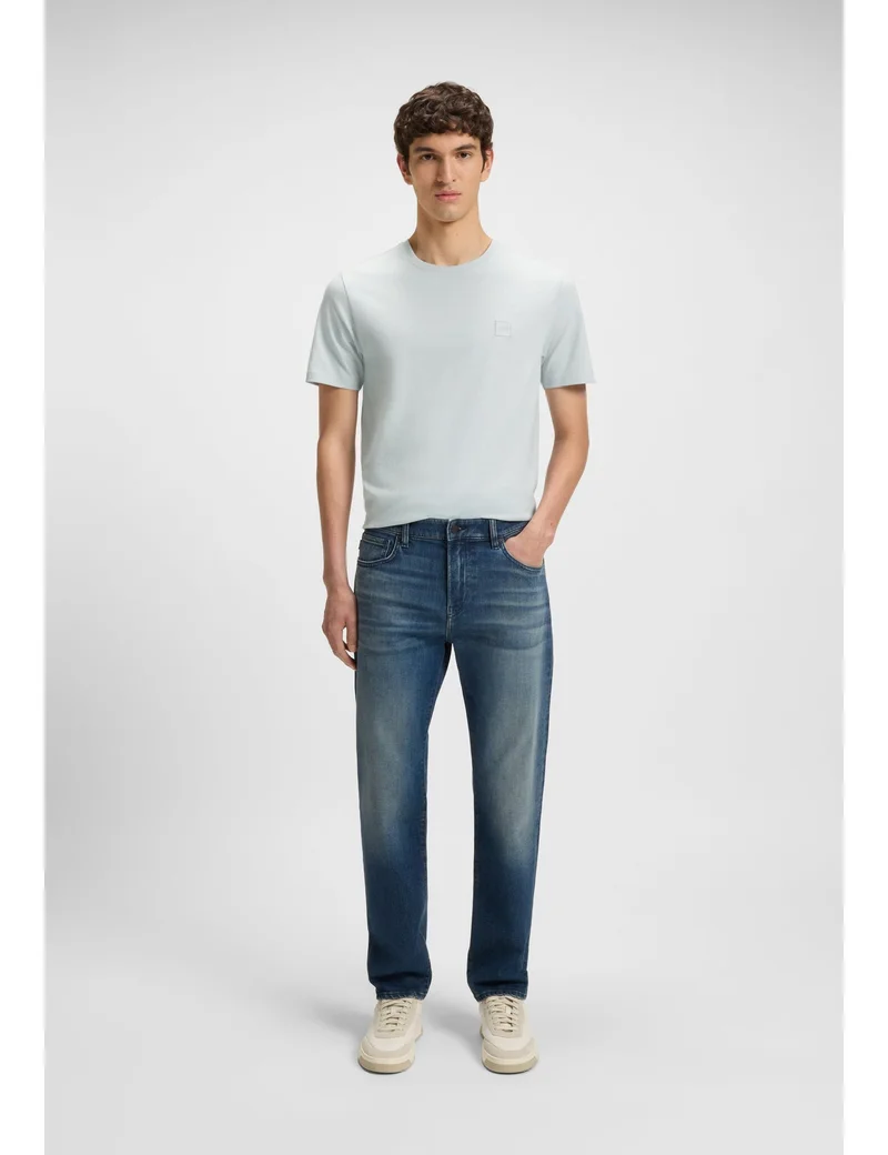 BOSS Light Grey Cotton-jersey T-shirt with logo patch for Men | Best Price UAE