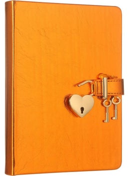 VJ Victoria's Journals Hush Hush Locked Notebook 13x18 Cm Metallic Orange  - Image 1