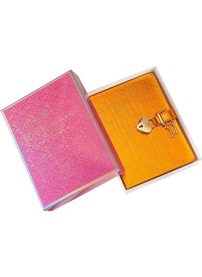 VJ - Victoria's Journals Hush Hush Locked Notebook 13x18 Cm Metallic Orange - Image 1
