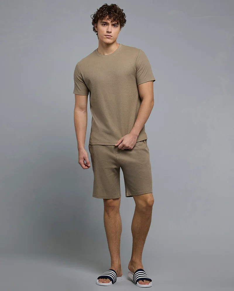 R&b Solid Lounge T-Shirt with Crew Neck and Short  Sleeves