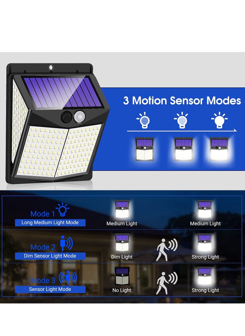 SYOSI Outdoor Solar Lights, 238 LED Solar Security Lights and 3 Modes Motion Sensor 270° Wide Angle Solar Powered Lights IP65 Waterproof Solar Wall Light for Front Door, Yard, Garage, Garden (4 Pack)  - Image 5