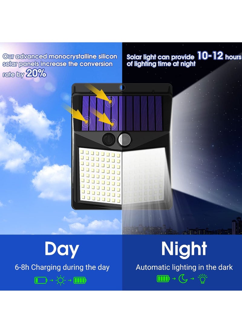 SYOSI Outdoor Solar Lights, 238 LED Solar Security Lights and 3 Modes Motion Sensor 270° Wide Angle Solar Powered Lights IP65 Waterproof Solar Wall Light for Front Door, Yard, Garage, Garden (4 Pack)  - Image 4