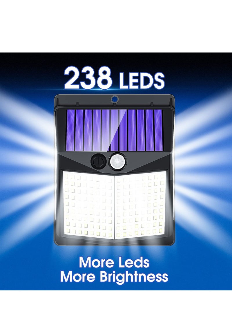 SYOSI Outdoor Solar Lights, 238 LED Solar Security Lights and 3 Modes Motion Sensor 270° Wide Angle Solar Powered Lights IP65 Waterproof Solar Wall Light for Front Door, Yard, Garage, Garden (4 Pack)  - Image 2