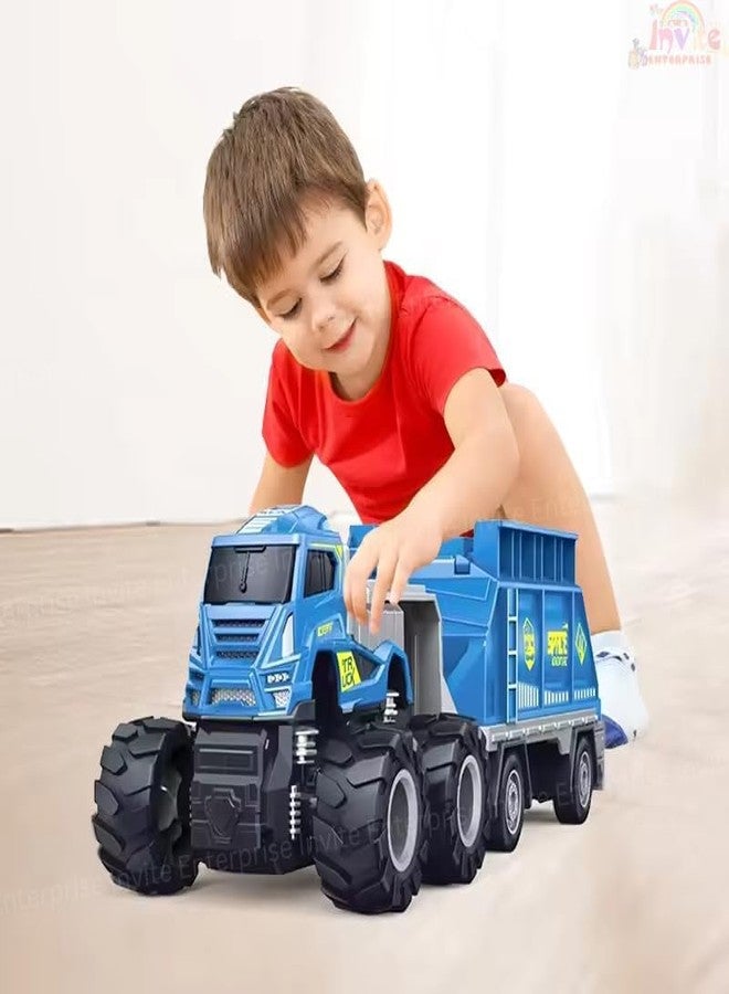Funspark1:43 4WD Diecast Alloy Space Transport Trailer Truck Toys with Friction Powered Miniature Car Vehicle Toy for Kids, Boys and Girls - Image 2
