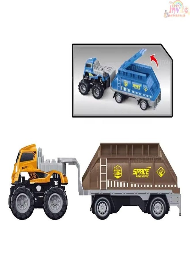 Funspark1:43 4WD Diecast Alloy Space Transport Trailer Truck Toys with Friction Powered Miniature Car Vehicle Toy for Kids, Boys and Girls - Image 4